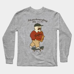 california skate boarding and pug dog Long Sleeve T-Shirt